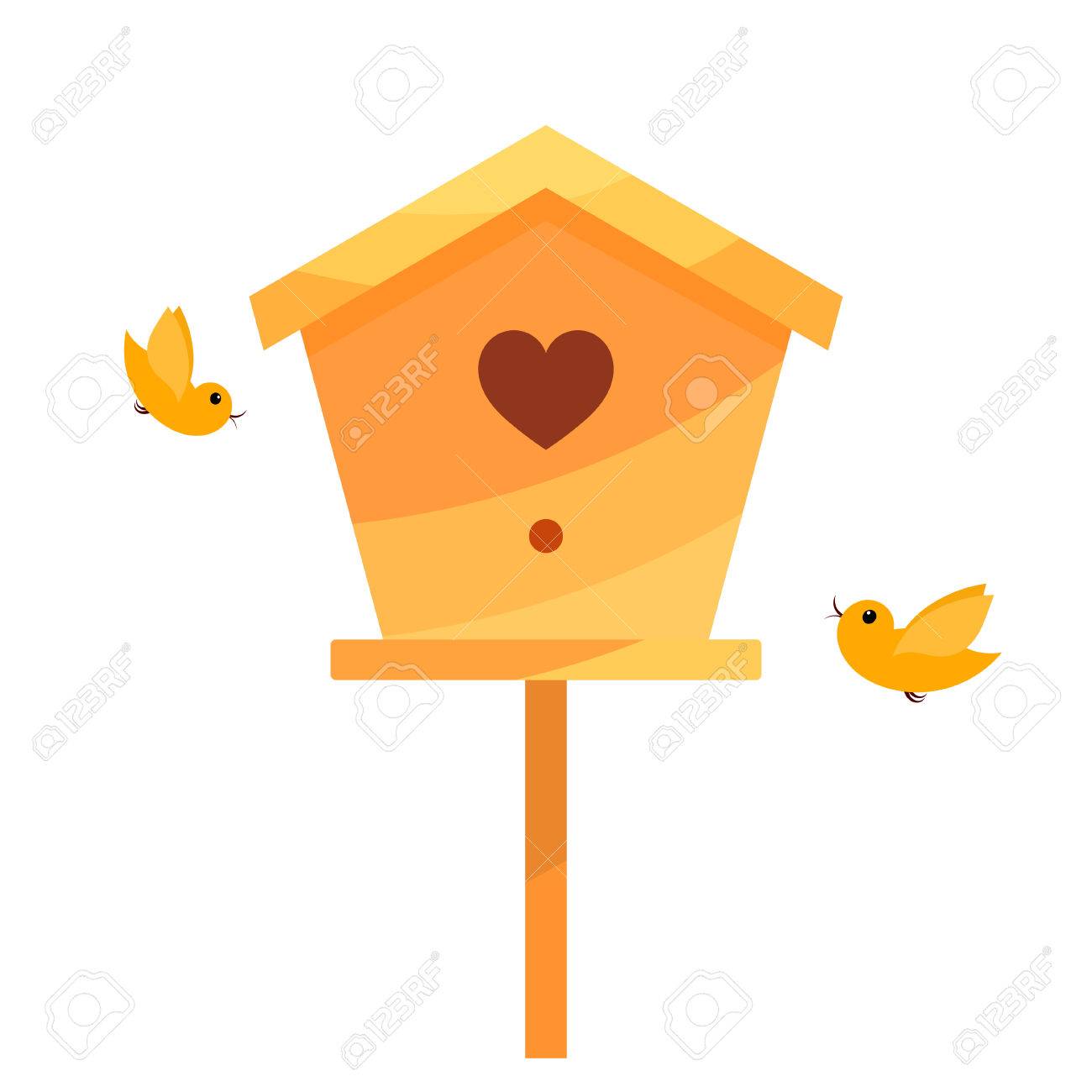 Pajarera De Dibujos Animados Amarilla Sobre Un Fondo Blanco Con Dos Pájaros. Aislar. Casa Del Pájaro Con El Corazón. Símbolo De La Felicidad De La Familia. Stock Vector Ilustraciones Svg, Vectoriales, Clip Pajarera De Dibujos Animados Amarilla Sobre Un Fondo Blanco Con Dos Pájaros. Aislar. Casa Del Pájaro Con El Corazón. Símbolo De La Felicidad De La Familia. Stock Vector Ilustraciones Svg, Vectoriales, Clip