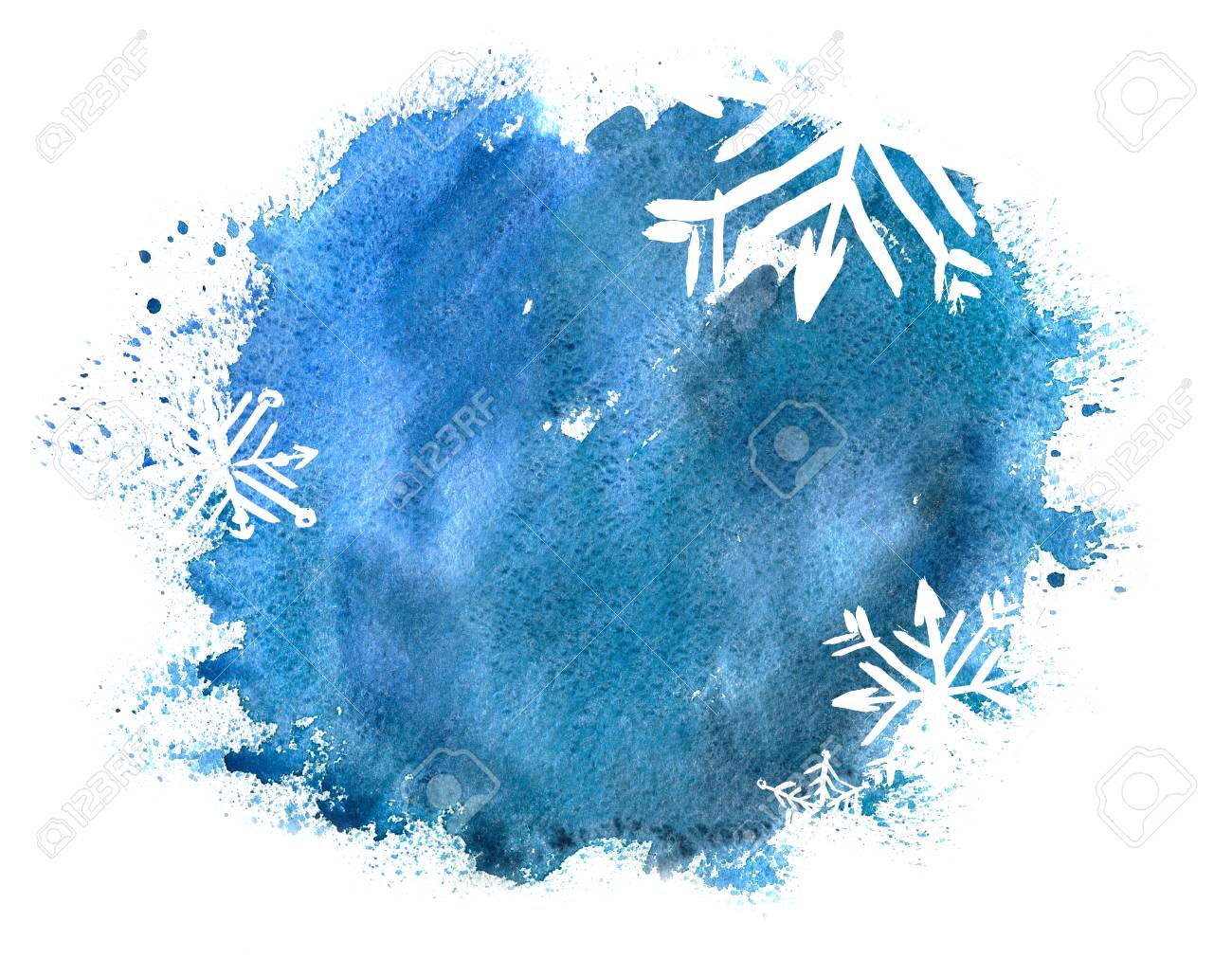 blue christmas watercolor background with snowflakes christmas watercolor background