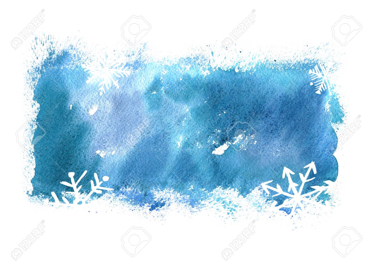 blue christmas watercolor background with snowflakes christmas watercolor background
