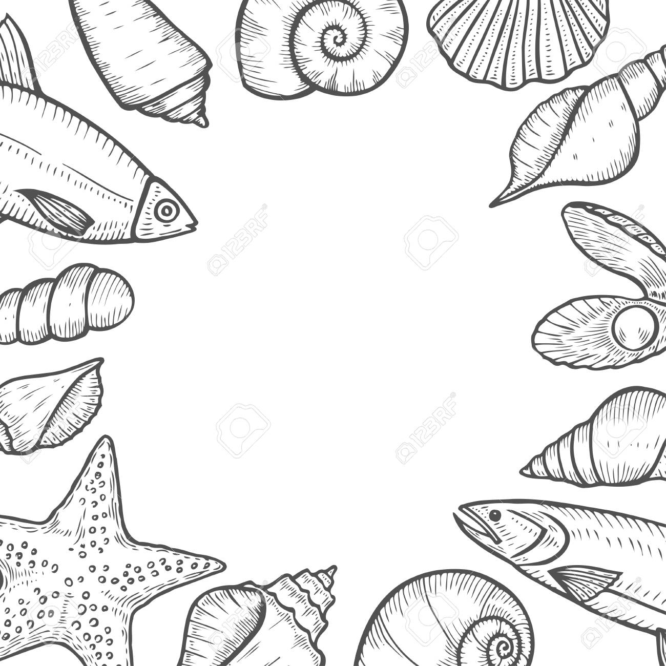seafood background restaurant flyer menu with traditional marine