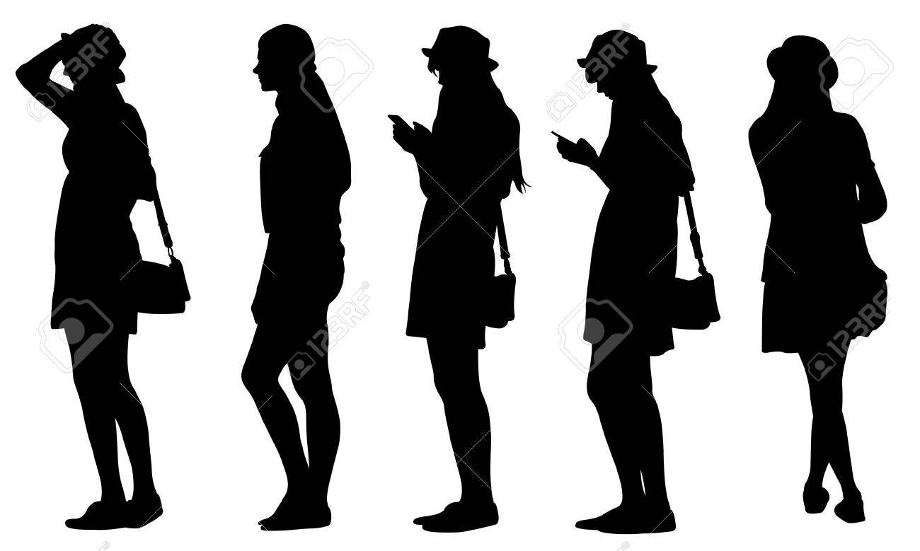 10 代の女の子シルエットのセット のイラスト素材 ベクタ Image