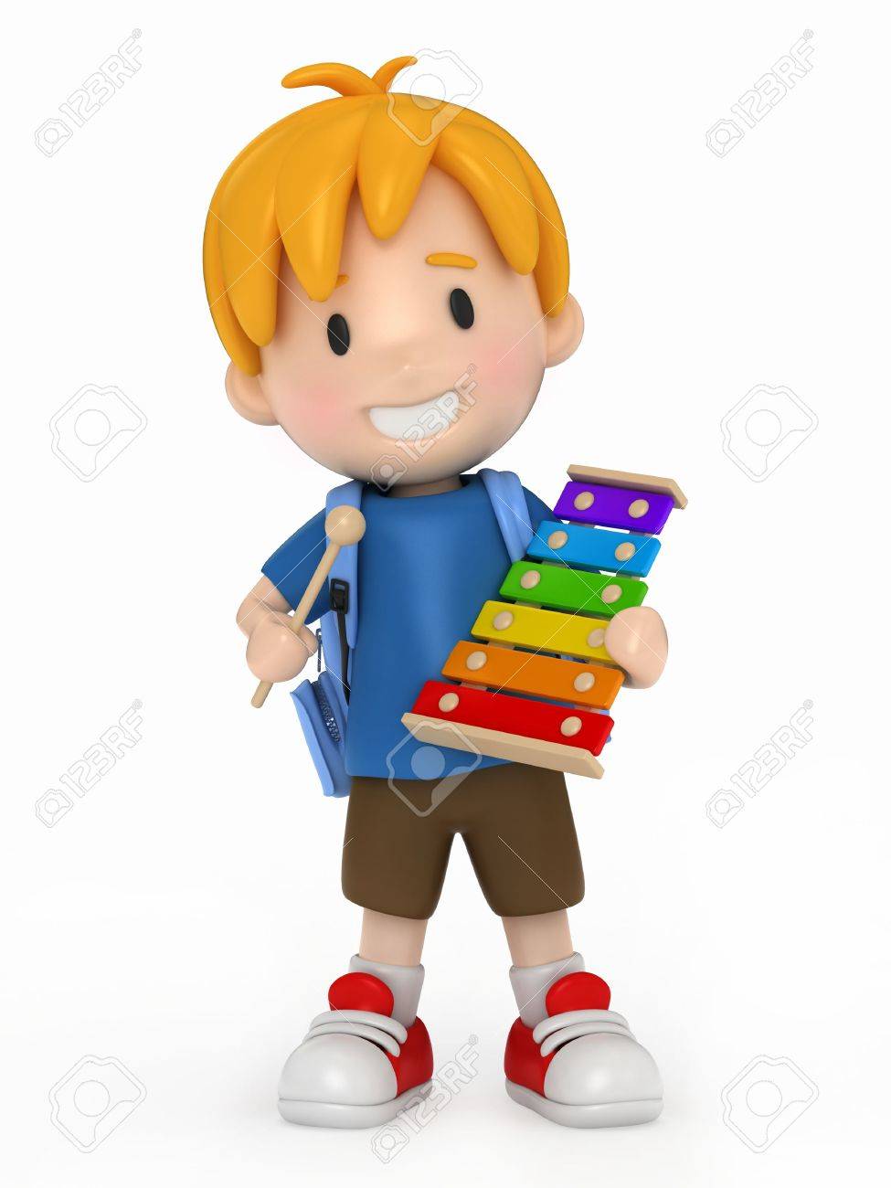 3d Render Of Kid Playing Xylophone Stock Photo Picture And Royalty Free Image Image