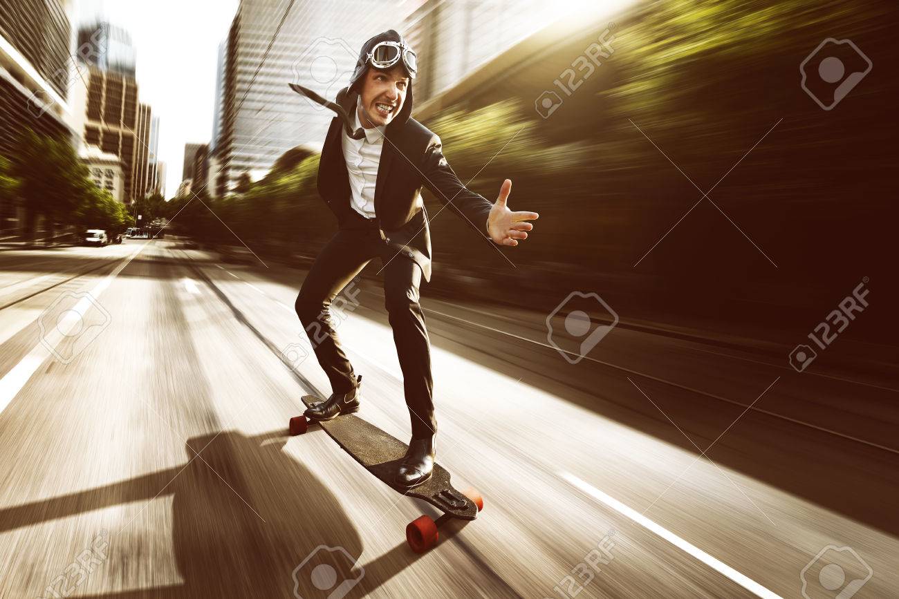 Skateboard with a business dress - 79498677 Skateboard with a business dress - 79498677