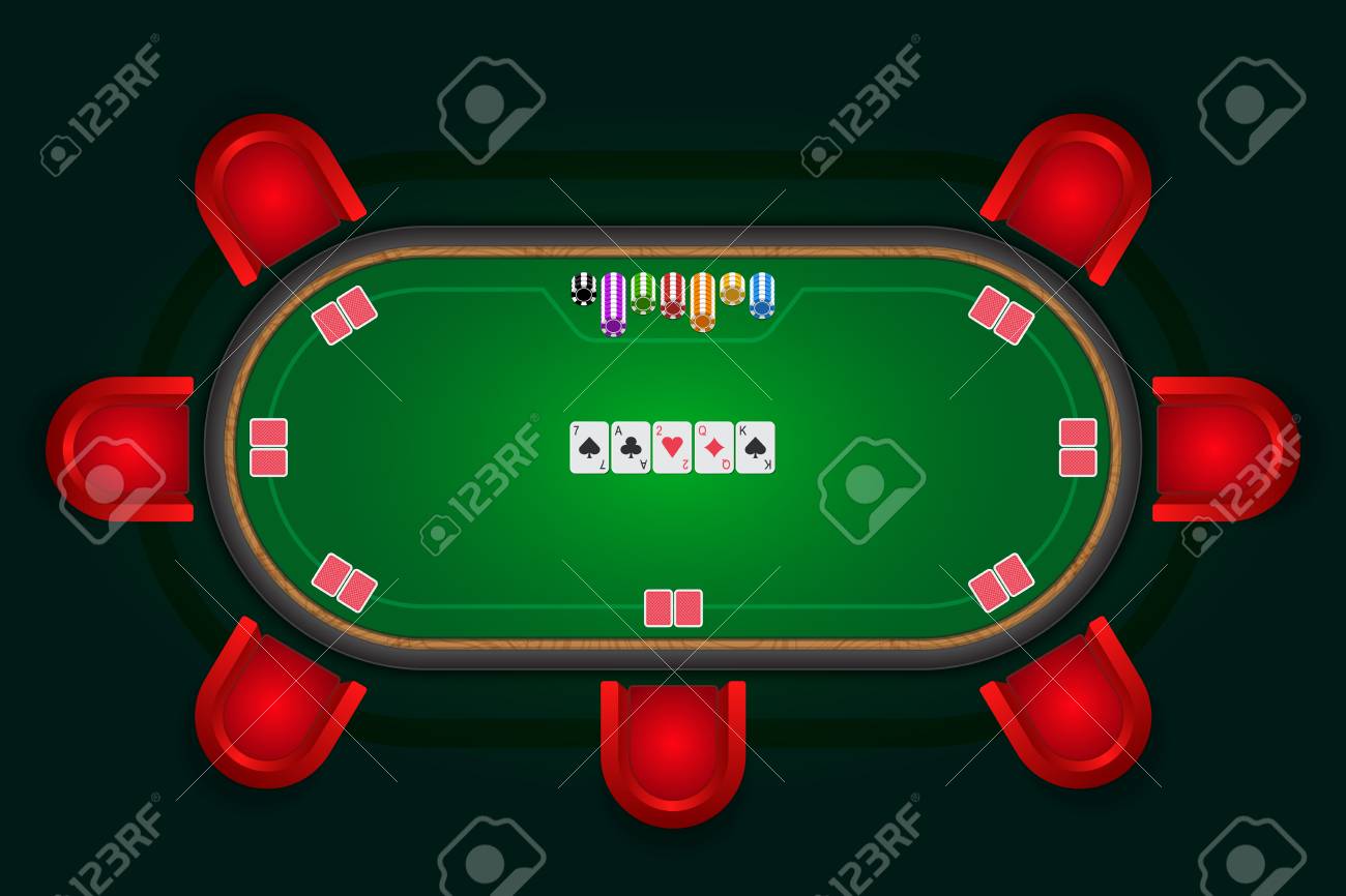 ポーカーテーブル(バリントン) 赤い椅子8脚とポーカーチップ付