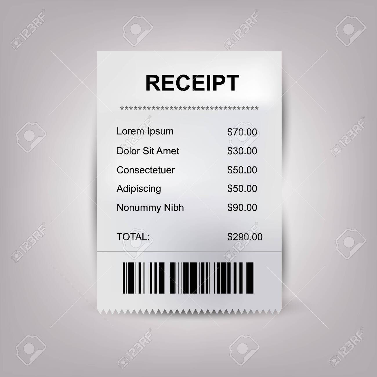 Realistic Paper Shop Receipt With Barcode. Vector Shop Terminal - Vector  Royalty Free SVG, Cliparts, Vectors, and Stock Illustration. Image  119689772., image size:1300x1300