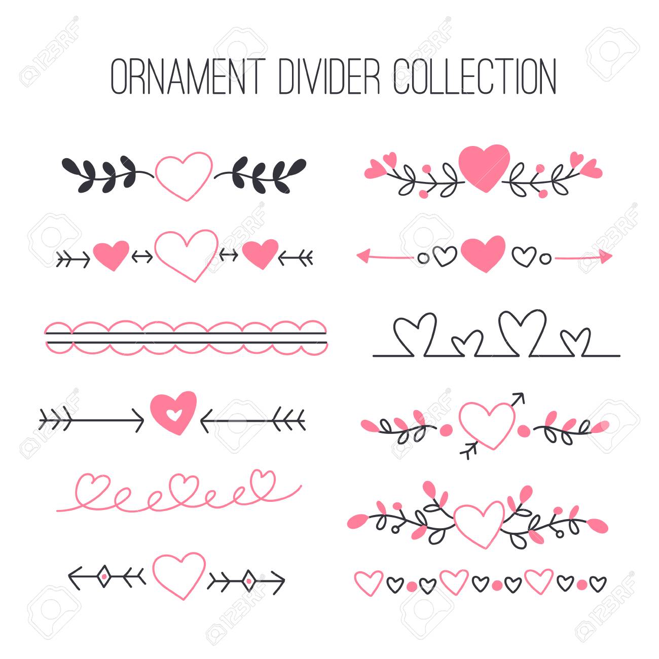 Download Vector Set Of Floral Calligraphic Elements Dividers And Love Royalty Free Cliparts Vectors And Stock Illustration Image 119690101