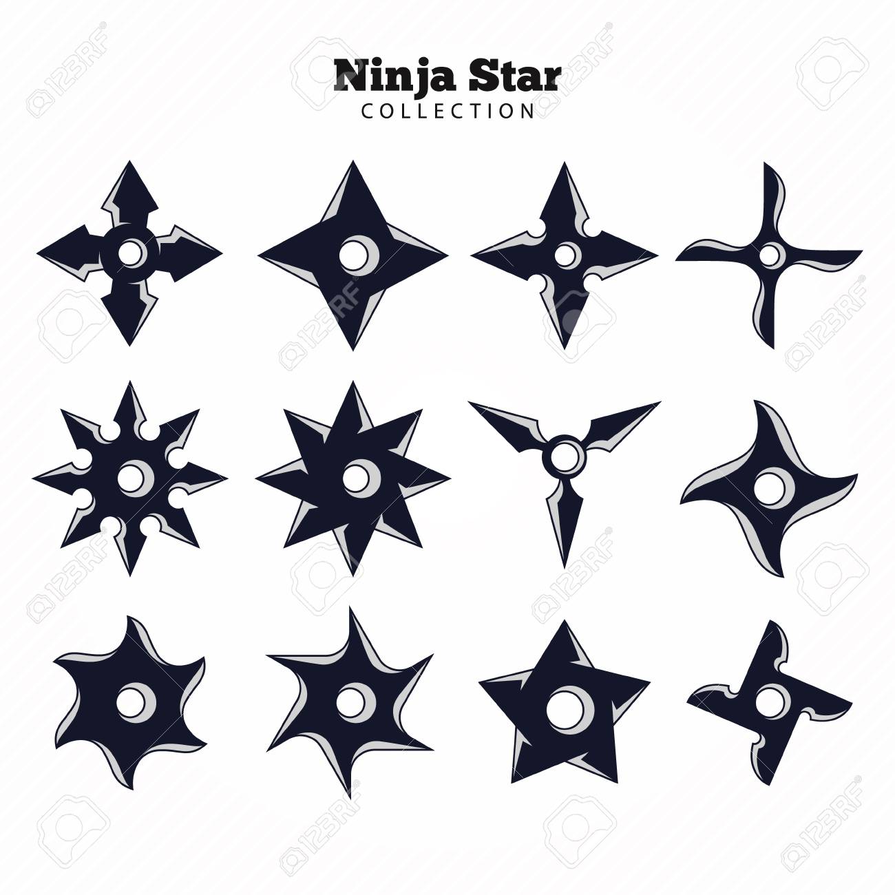 Ninja Stars Set Shuriken Japanese Concealed Weapon Of Sharpened Metal Throwing Stars Vector Flat Style Cartoon Illustration Isolated On White Background Royalty Free Cliparts Vectors And Stock Illustration Image 119690414