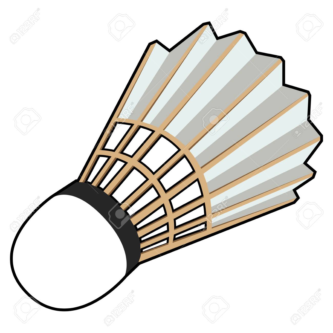 白の背景 イラストに分離コミック バドミントン羽根 のイラスト素材 ベクタ Image