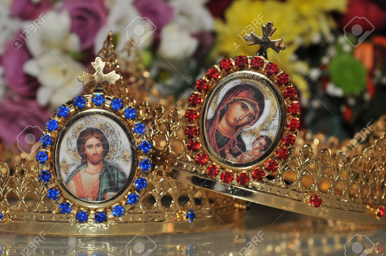 Orthodox Religious Wedding Crowns Detail For Religious Ceremony In Romania  Stock Photo, Picture and Royalty Free Image. Image 95810857., image size:1300x863