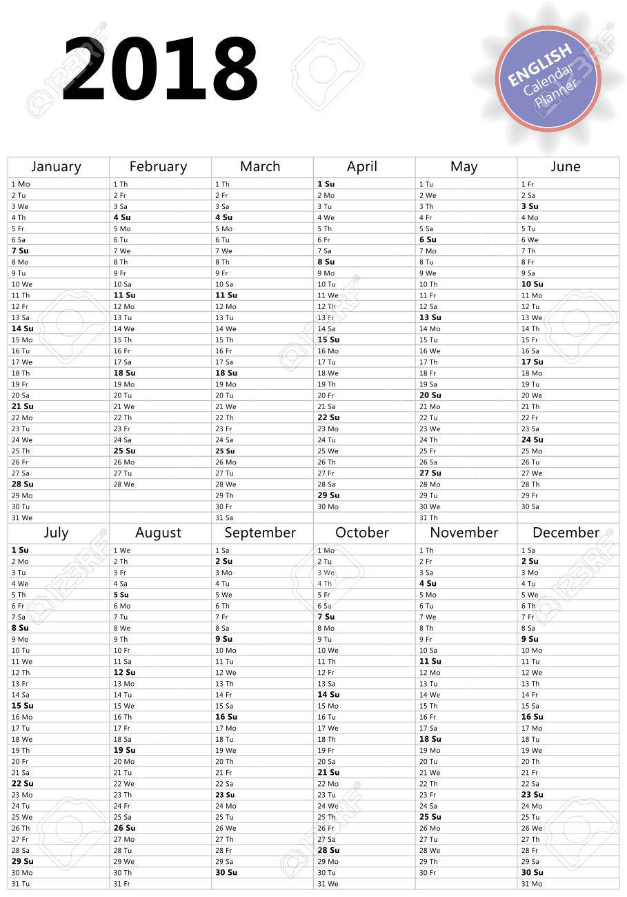 2018 planner calendar english dark outline style planner outline