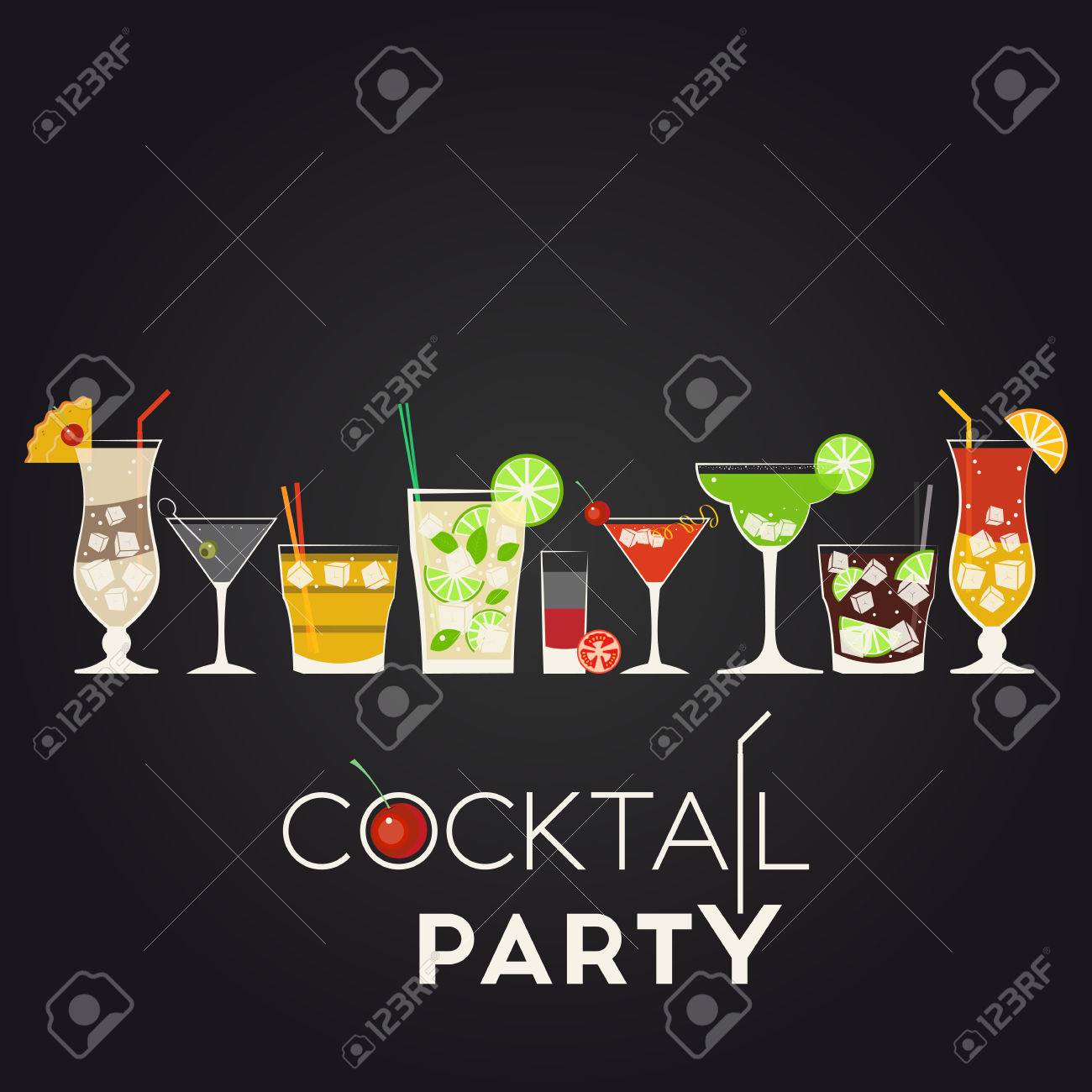 Vector set of different alcohol cocktails. Pina Colada, Dry Martini, Screwdriver, Mojito, Bloody Mary, Cosmopolitan, Margarita, Cuba Libre, Tequila Sunrise. Cocktail party invitation poster for your design - 38814813 Vector set of different alcohol cocktails. Pina Colada, Dry Martini, Screwdriver, Mojito, Bloody Mary, Cosmopolitan, Margarita, Cuba Libre, Tequila Sunrise. Cocktail party invitation poster for your design - 38814813
