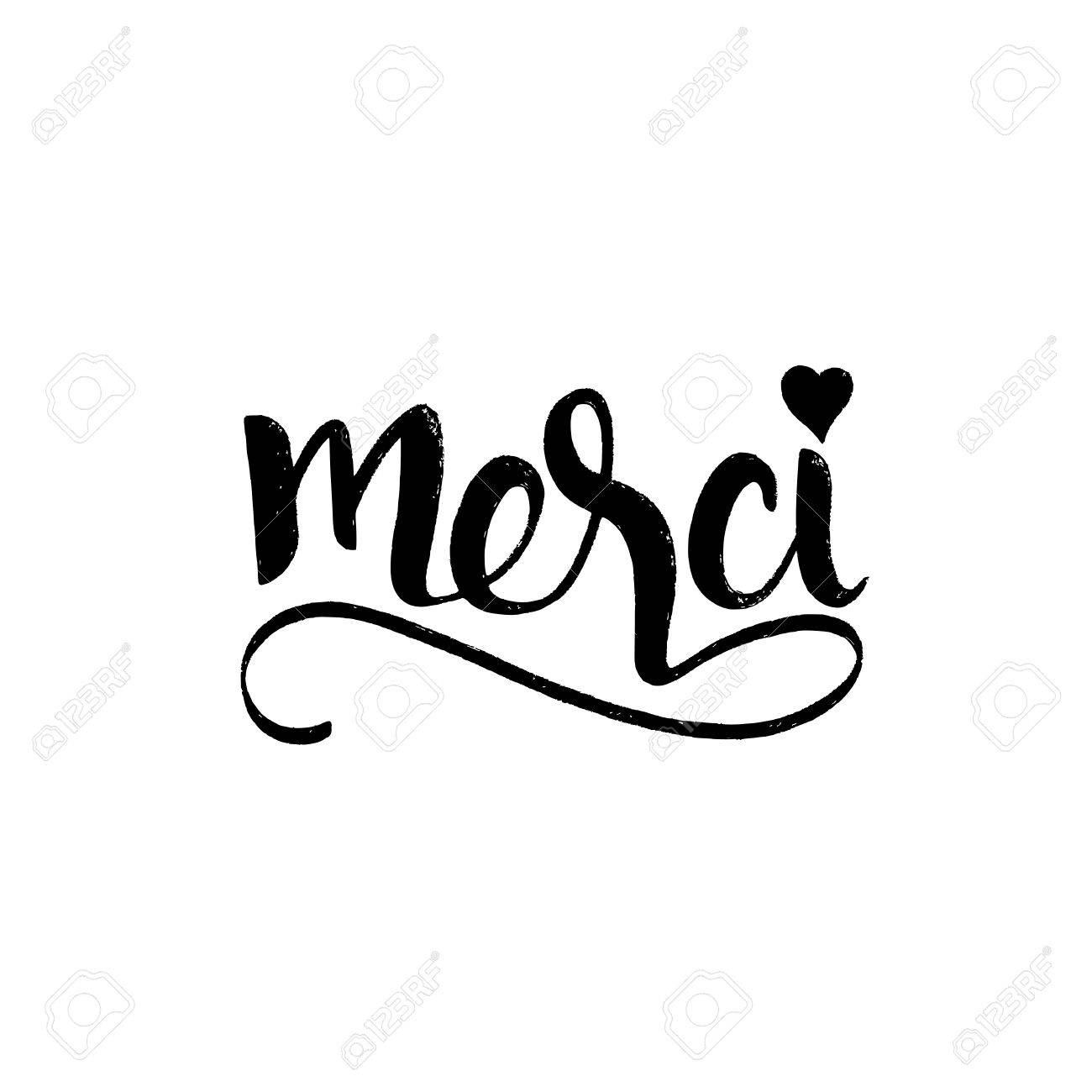 merci handwritten lettering thank you phrase in french language merci design