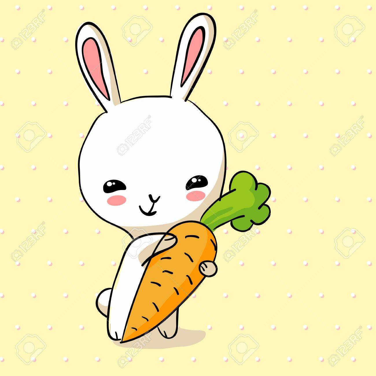 隠れているイースターのウサギのカード 小さな素敵なウサギを巨大なニンジンを保持します のイラスト素材 ベクタ Image