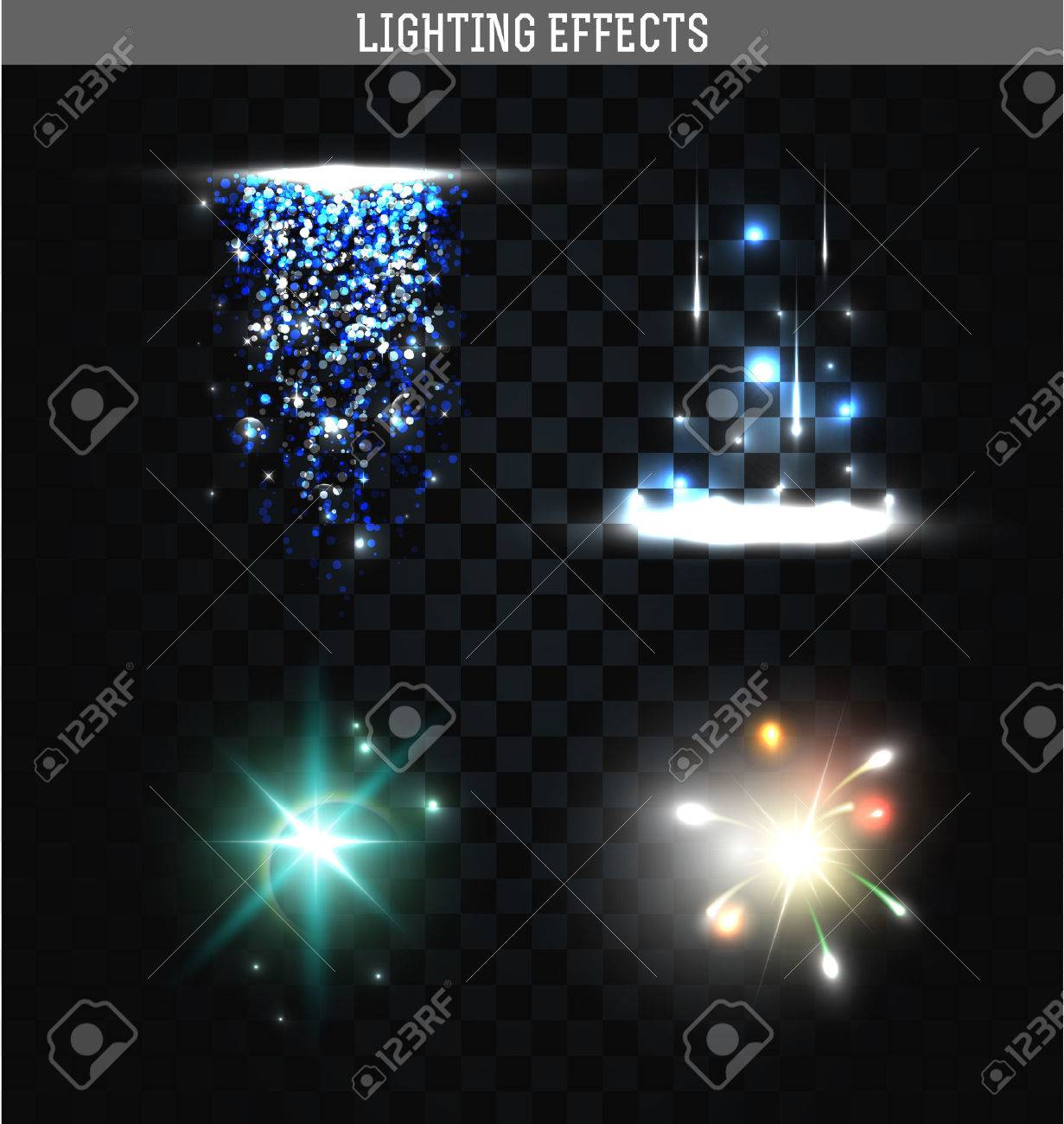 Set Van Verlichting Geïsoleerde Effect. Magie, Heldere, Briljante ... Set Van Verlichting Geïsoleerde Effect. Magie, Heldere, Briljante ...