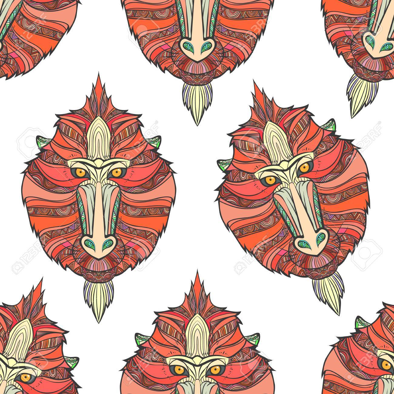 seamless pattern monkey coloring