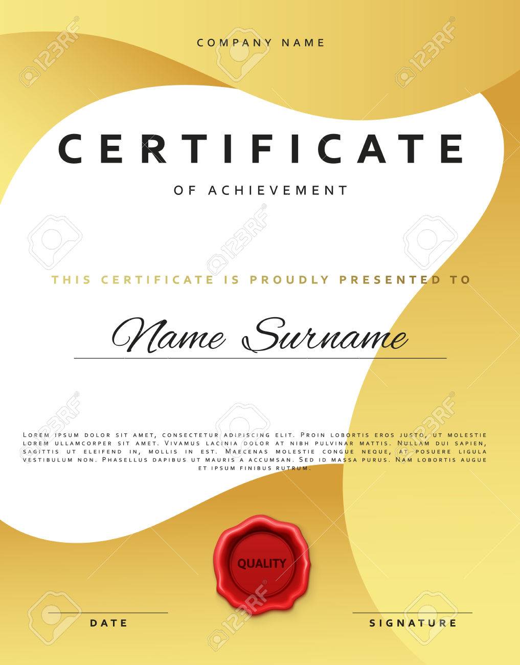 template certificate design in gold color award certificate