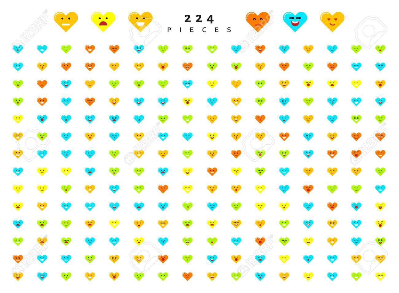 グレートは 白い背景で隔離 224 の色感情を設定しました Web の文字絵文字 怒りと思いやり 笑い 涙 悲しみの驚きを笑顔します 幸せ恐怖 のイラスト素材 ベクタ Image