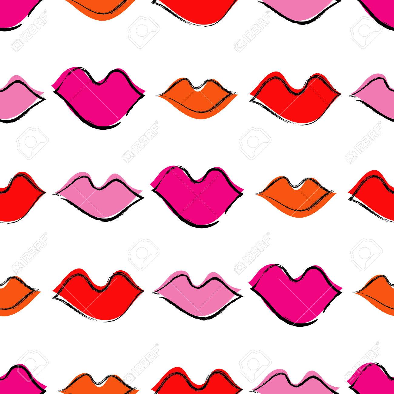 唇でシームレスなパターン ポップなアート スタイル 布のデザイン 壁紙 繊維の親密な関係 のイラスト素材 ベクタ Image