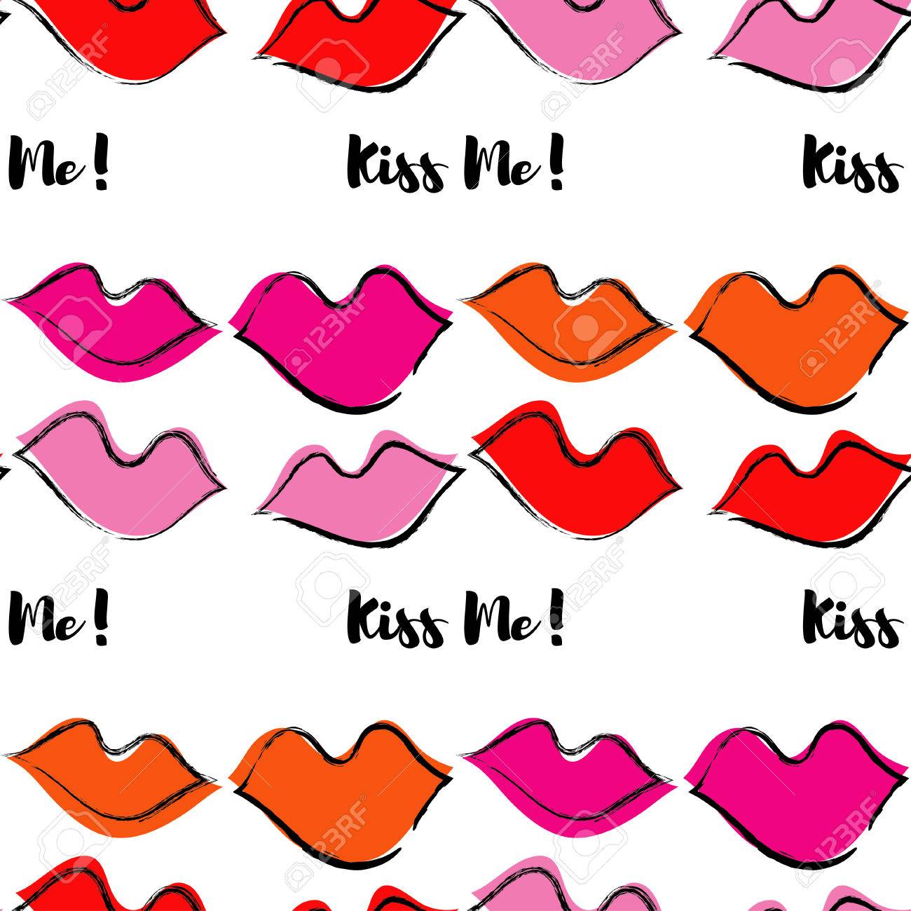 唇でシームレスなパターン ポップなアート スタイル 布のデザイン 壁紙 繊維の親密な関係 のイラスト素材 ベクタ Image