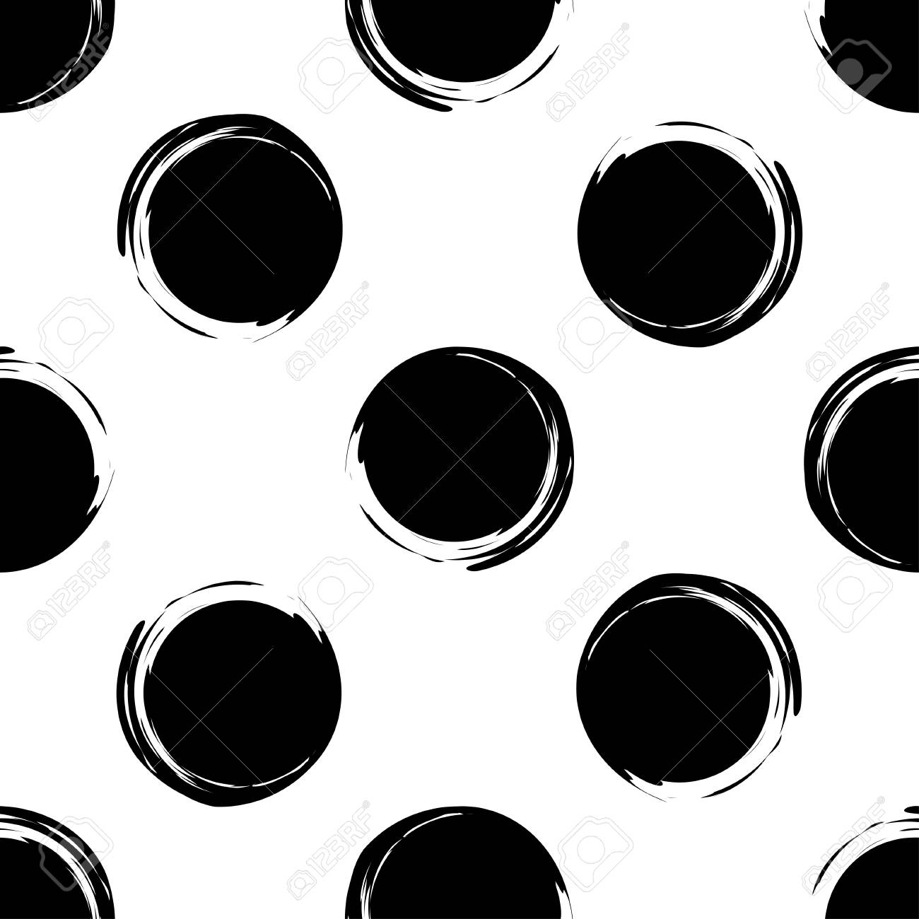 Black Polka Dot Brush Strokes Pattern 