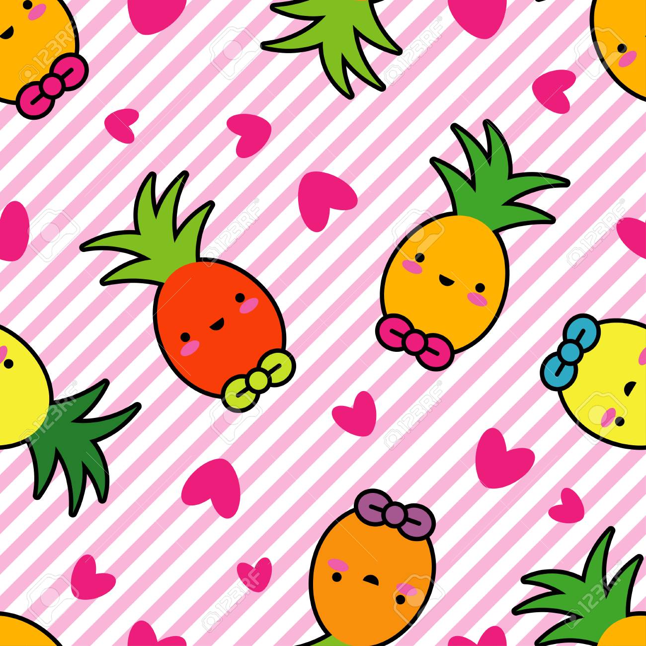 Vector Seamless Pattern Kawaii Background Cartoon Pineapple Royalty Free Cliparts Vectors And Stock Illustration Image Vector Seamless Pattern Kawaii Background Cartoon Pineapple Royalty Free Cliparts Vectors And Stock Illustration Image