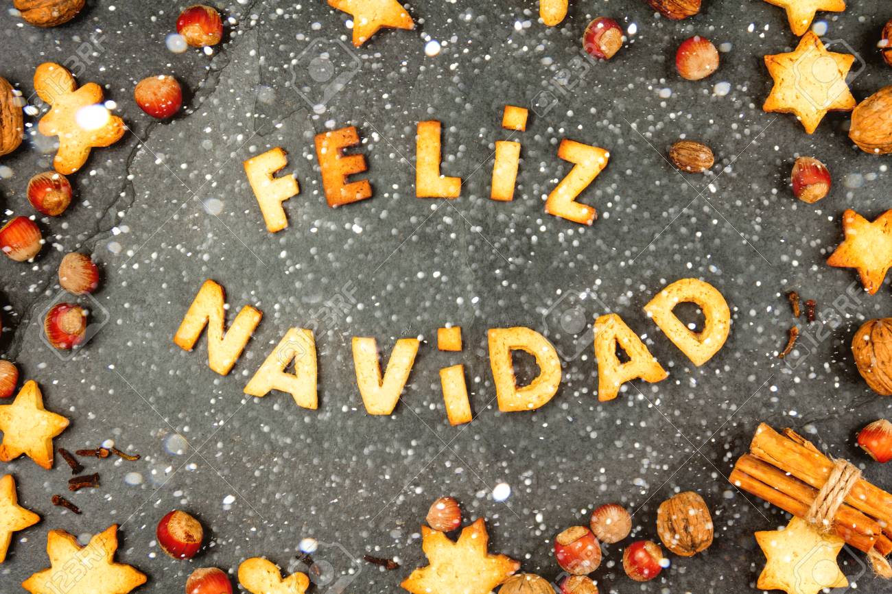 Feliz Navidad Cookies Words Merry Christmas En Spanish With Stock Photo Picture And Royalty Free Image Image 88617910