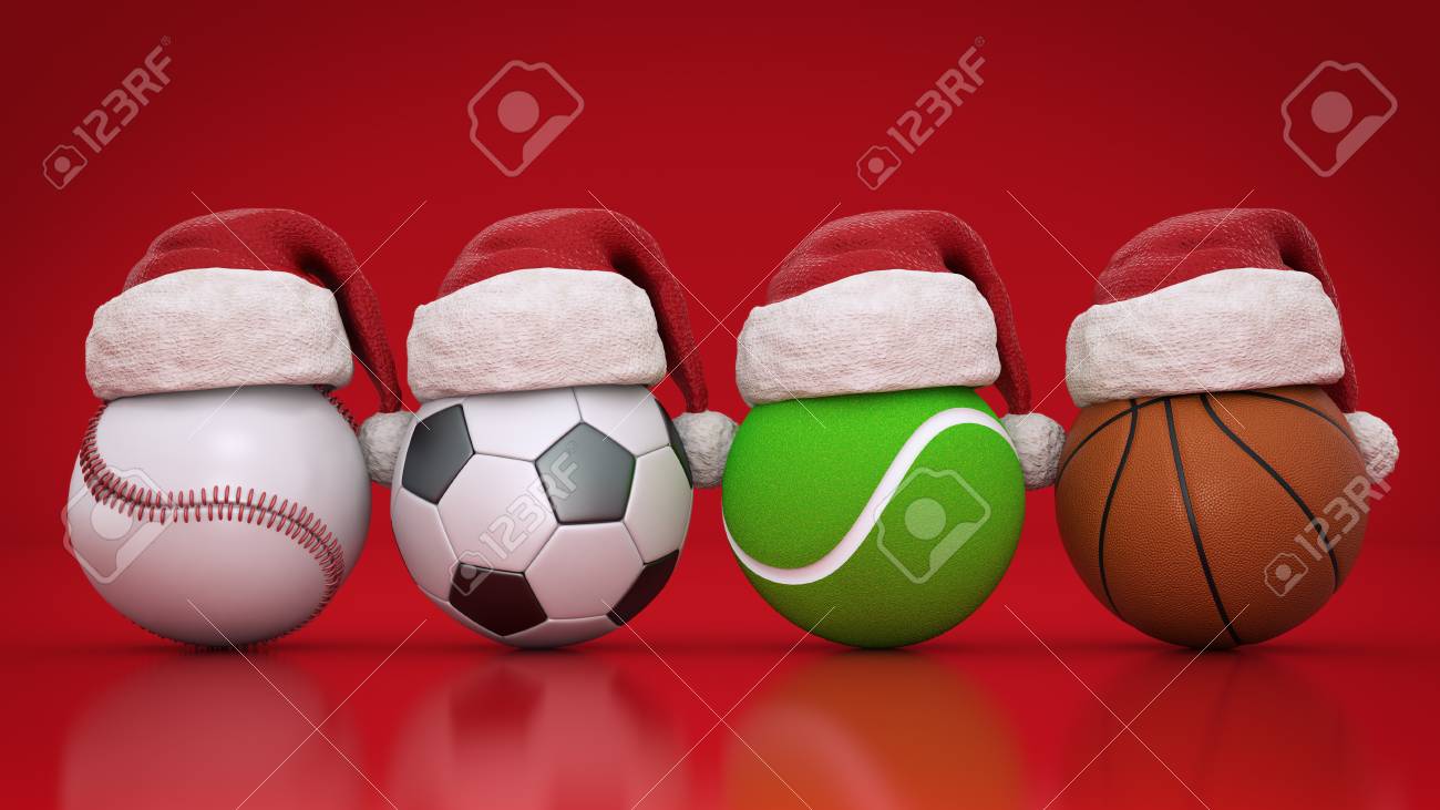 Christmas Concept Sports Balls 3d Rendering