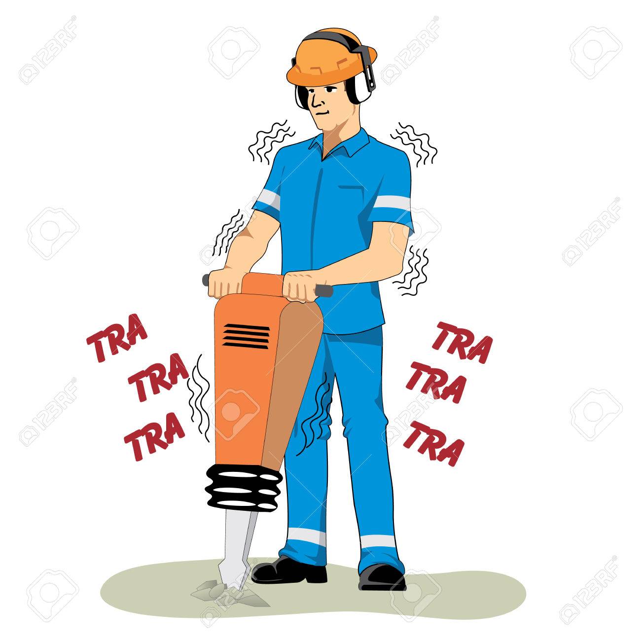 Ouvrier Illustration En Utilisant Un Marteau Piqueur Materiaux Ideal Pour Catalogues Informatifs Et Institutionnels Clip Art Libres De Droits Vecteurs Et Illustration Image 52125091