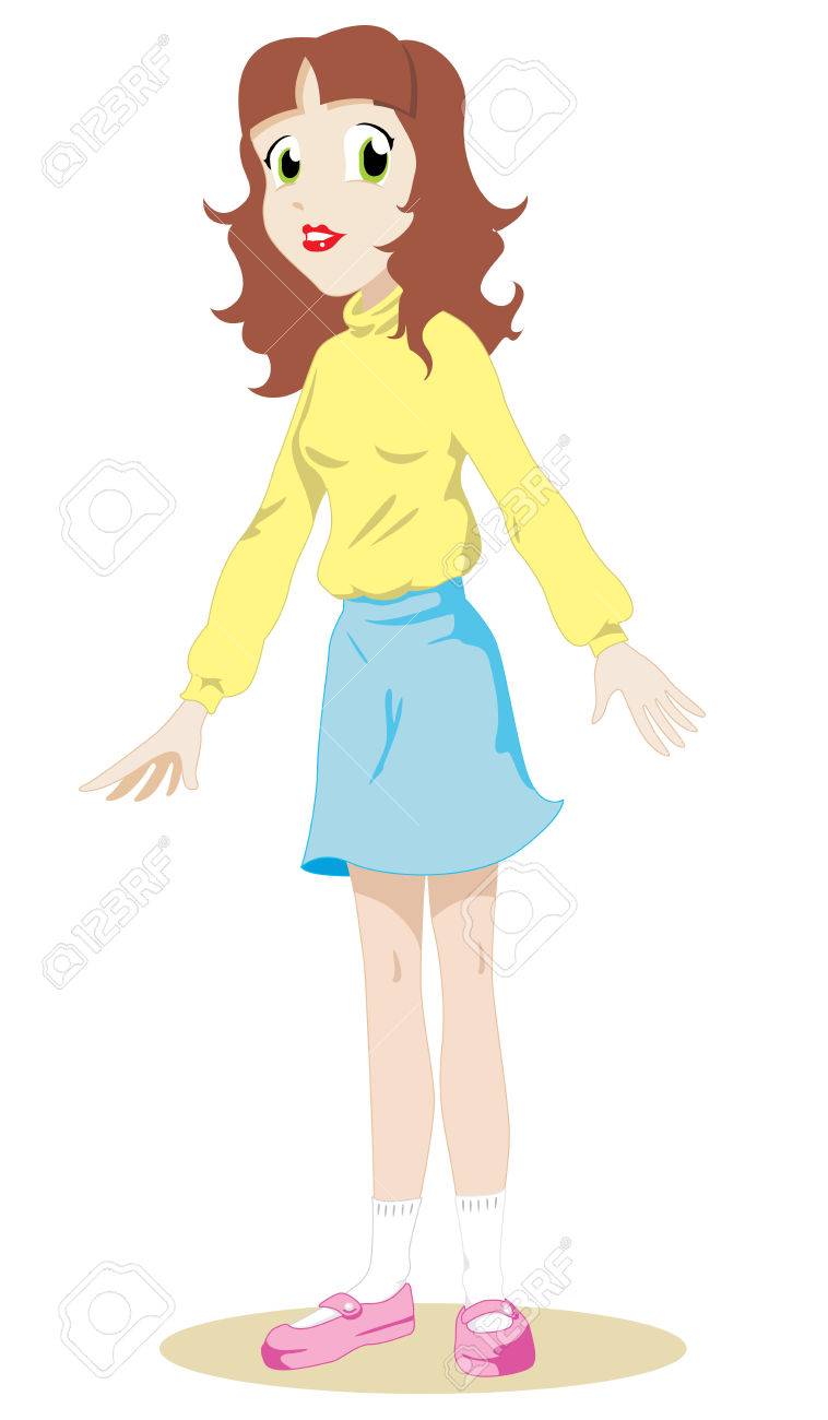 Illustration depicting a teenage girl manga style. Ideal for catalogs, informational and institutional materials - 64593839 Illustration depicting a teenage girl manga style. Ideal for catalogs, informational and institutional materials - 64593839