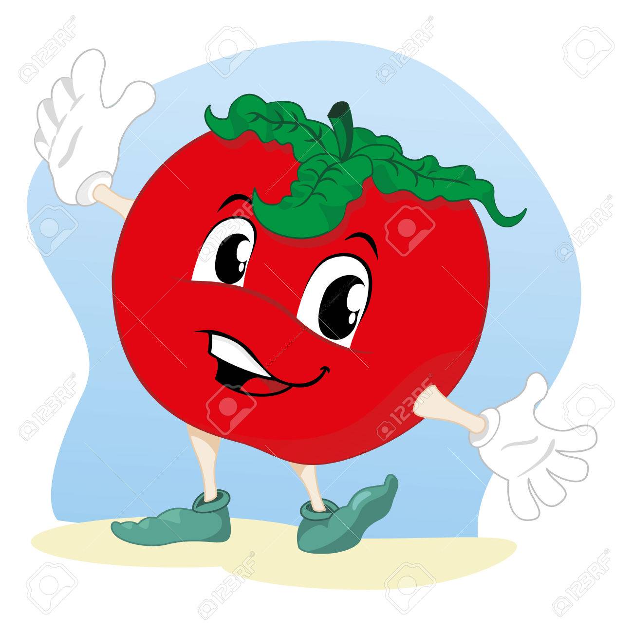 イラスト野菜トマトのマスコット 子供の物語および情報のための理想 のイラスト素材 ベクタ Image