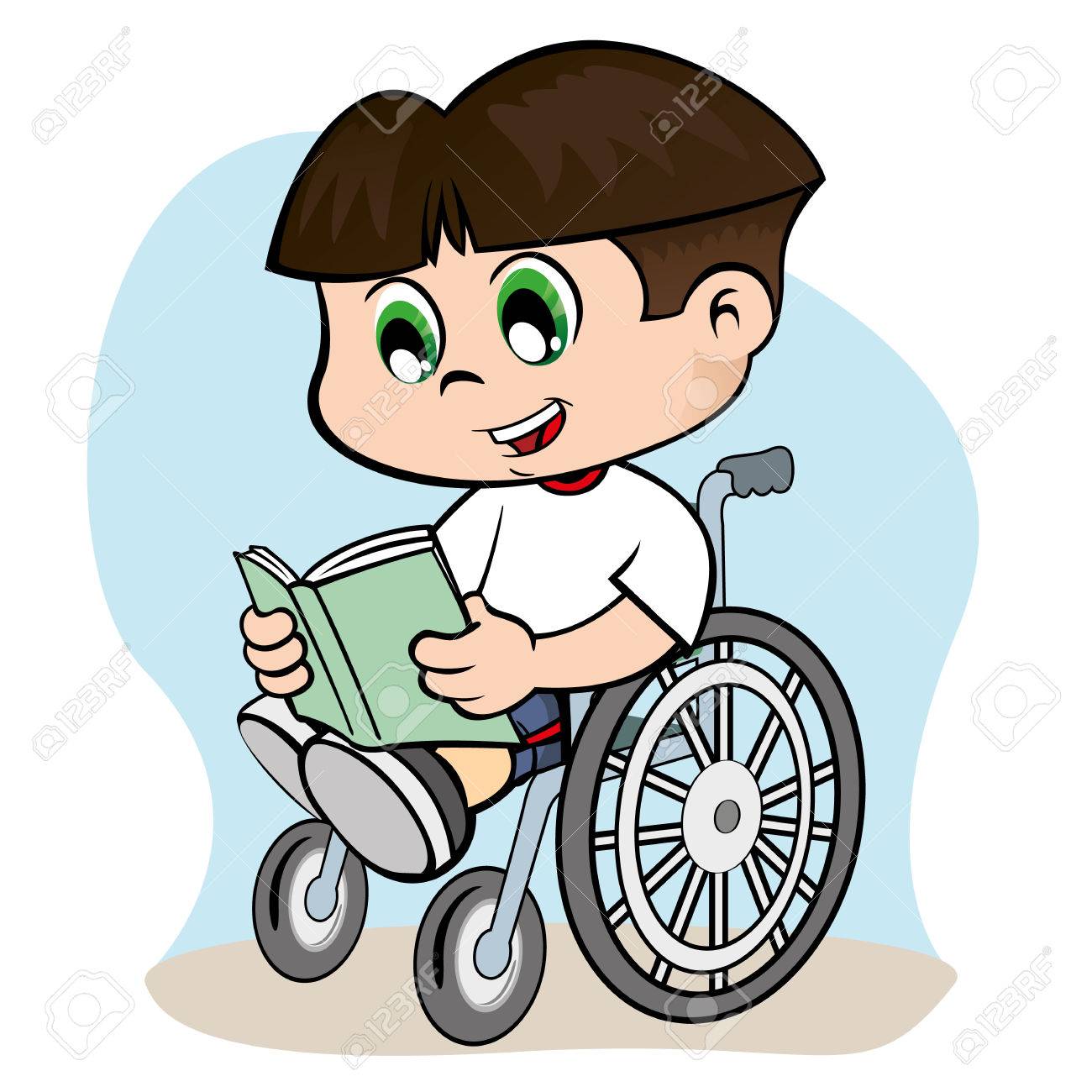 Ilustración De Un Niño Con Necesidades Especiales En Una Silla De Ruedas Que Lee Un Libro Ilustraciones Vectoriales, Clip Art Vectorizado Libre De Derechos. Image 71654675.