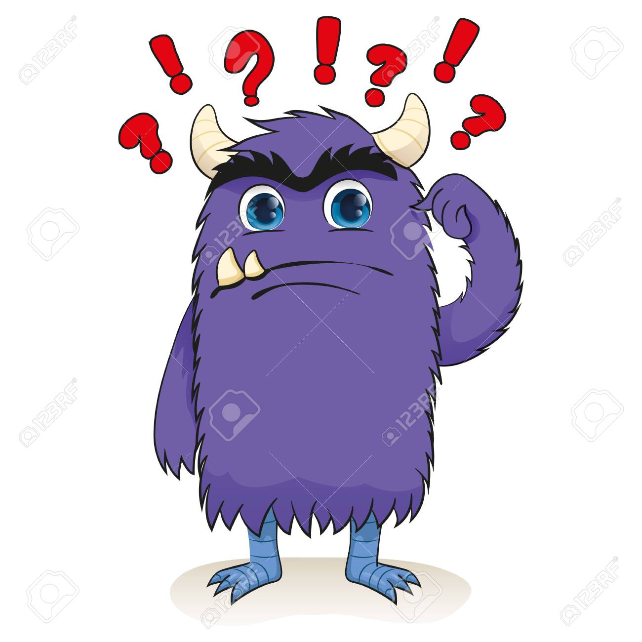 Cartoon of a little monster, charismatic purple, confused. Ideal for educational and institutional materials - 138365535 Cartoon of a little monster, charismatic purple, confused. Ideal for educational and institutional materials - 138365535