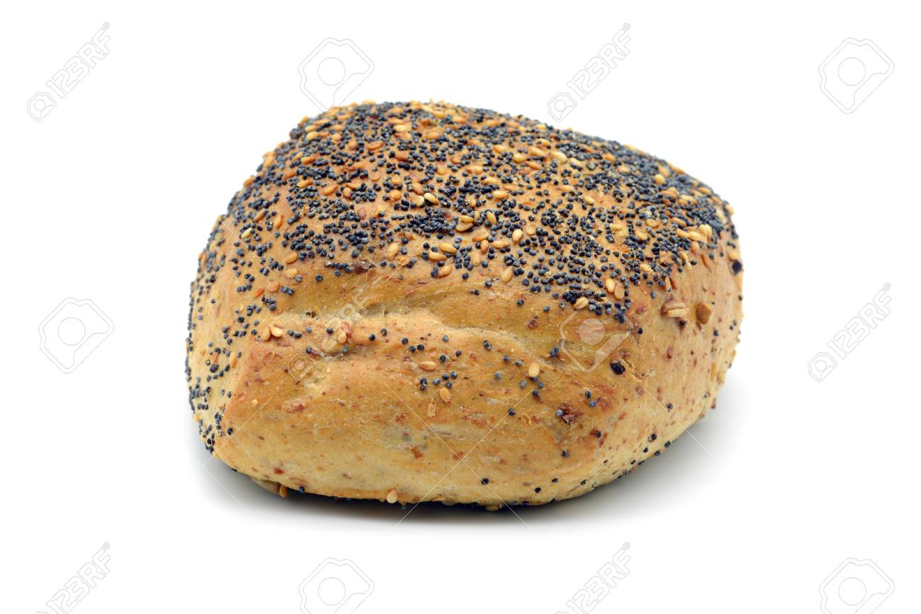 Traditional German Bread Roll With Poppy Seeds And Sesame Corns