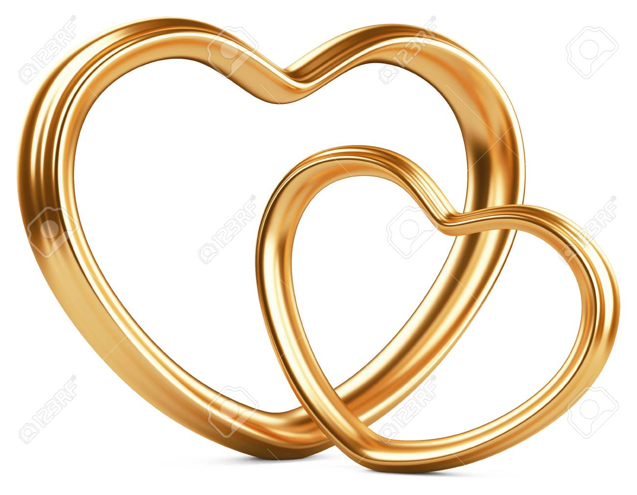 Zwei Goldene Herzen Form Isoliert Auf Weissem Hintergrund Lizenzfreie Fotos Bilder Und Stock Fotografie Image 25112800