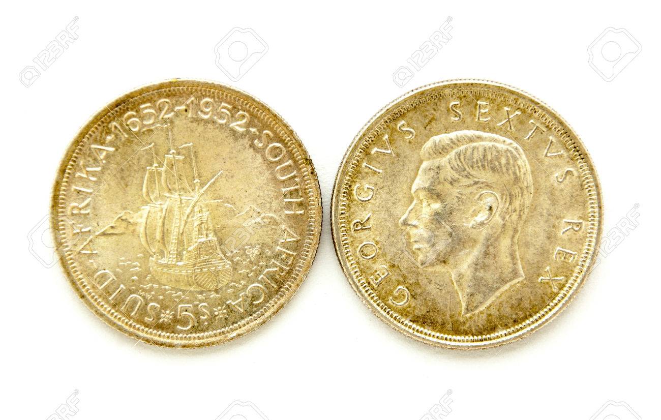 コインの表と裏ヴィンテージの南アフリカ共和国 5 シリングの写真素材・画像素材 Image 25207851