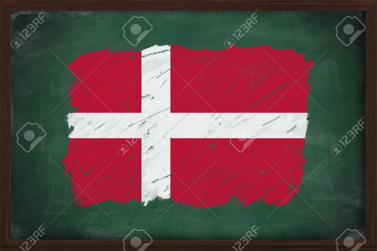 denmark flag painted with color chalk on old blackboard stock photo