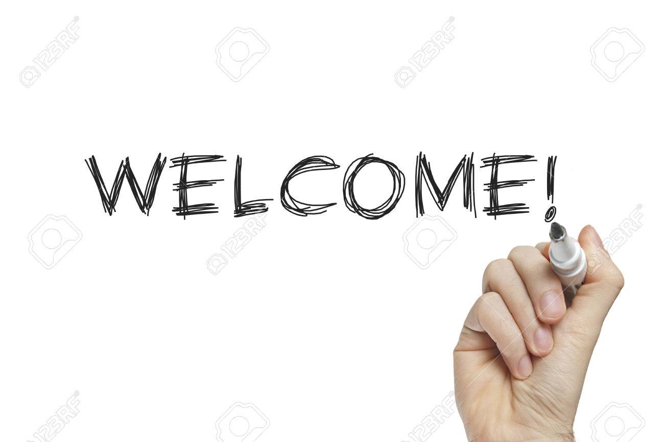 手書きのホワイト ボードにようこそ の写真素材 画像素材 Image