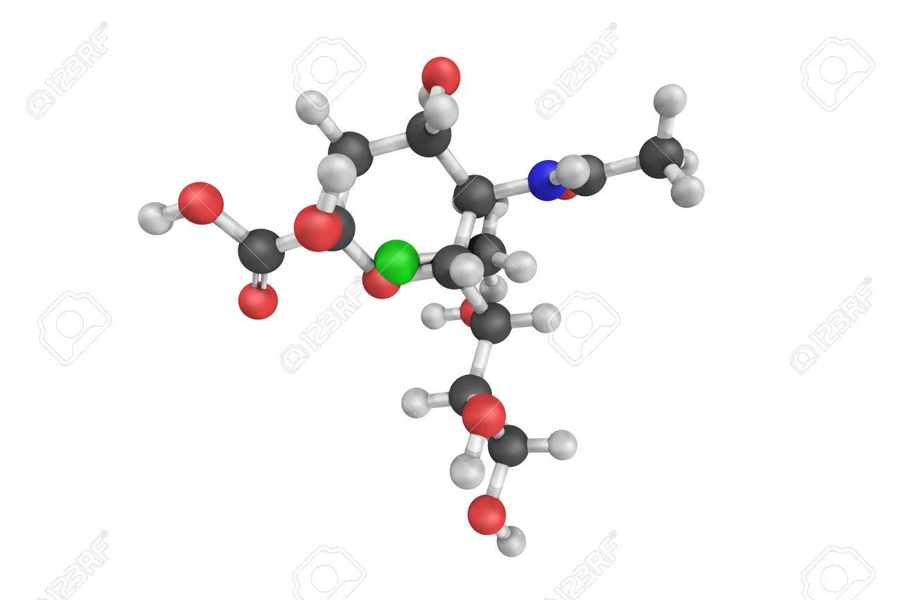 Lactaminic 酸 ノイラミン酸の N アシル誘導体の三次元構造n アセチルノイラミン酸は 多くの多糖類 糖タンパク質 および動物や細菌の糖脂質で発生します の写真素材 画像素材 Image