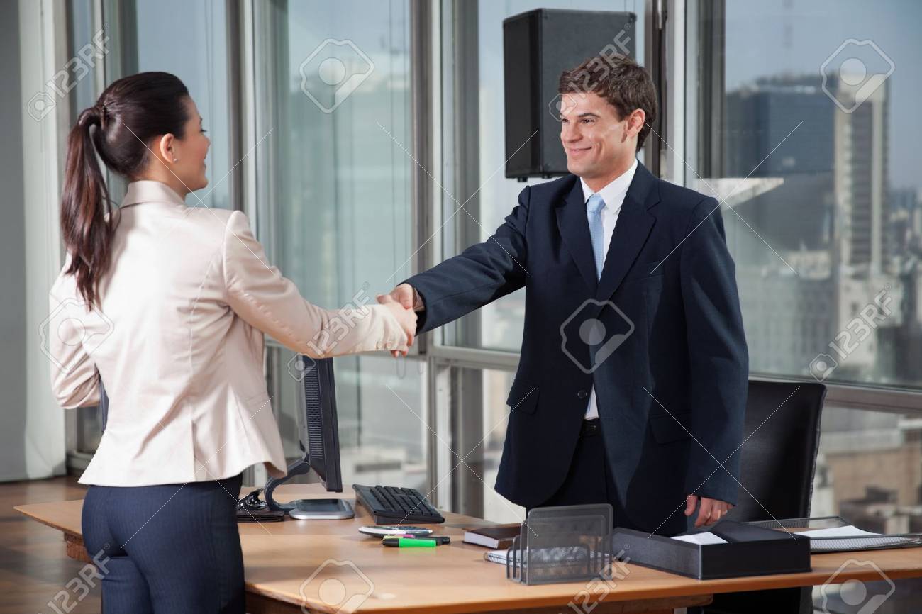Two Professional Business People Shaking Hands Stock Photo