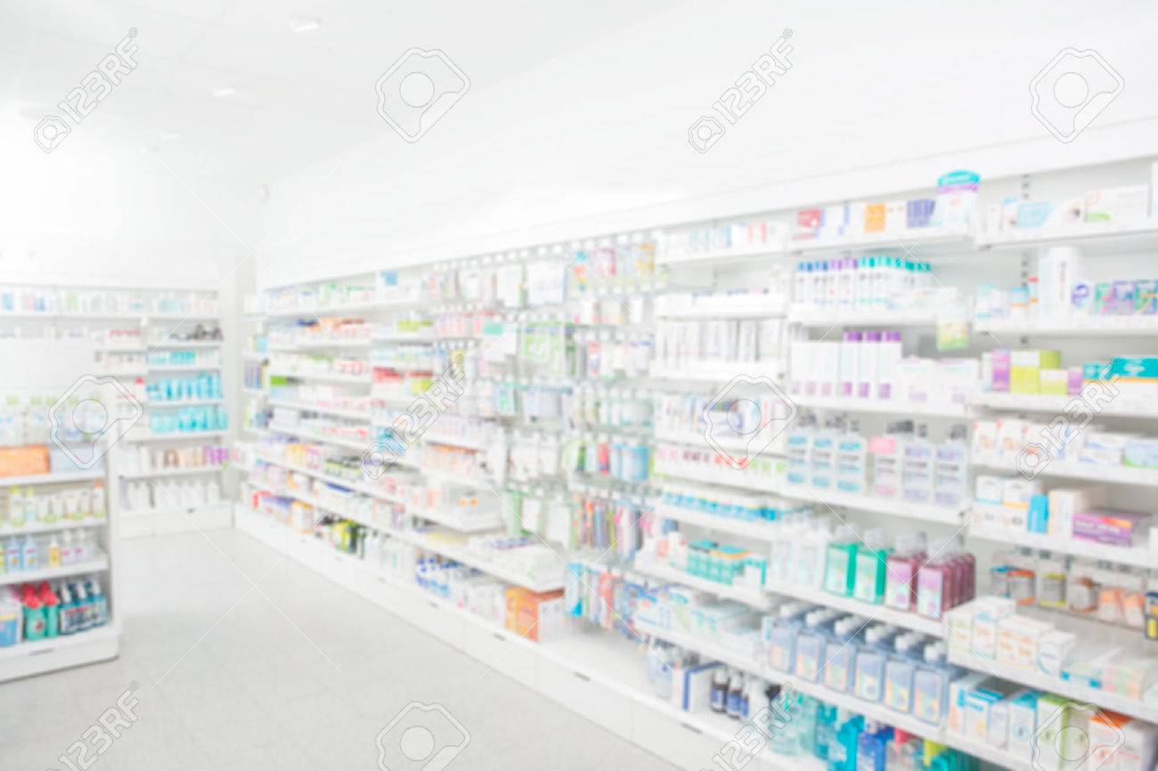 Pharmacy interior with blurred background - 43432454 Pharmacy interior with blurred background - 43432454