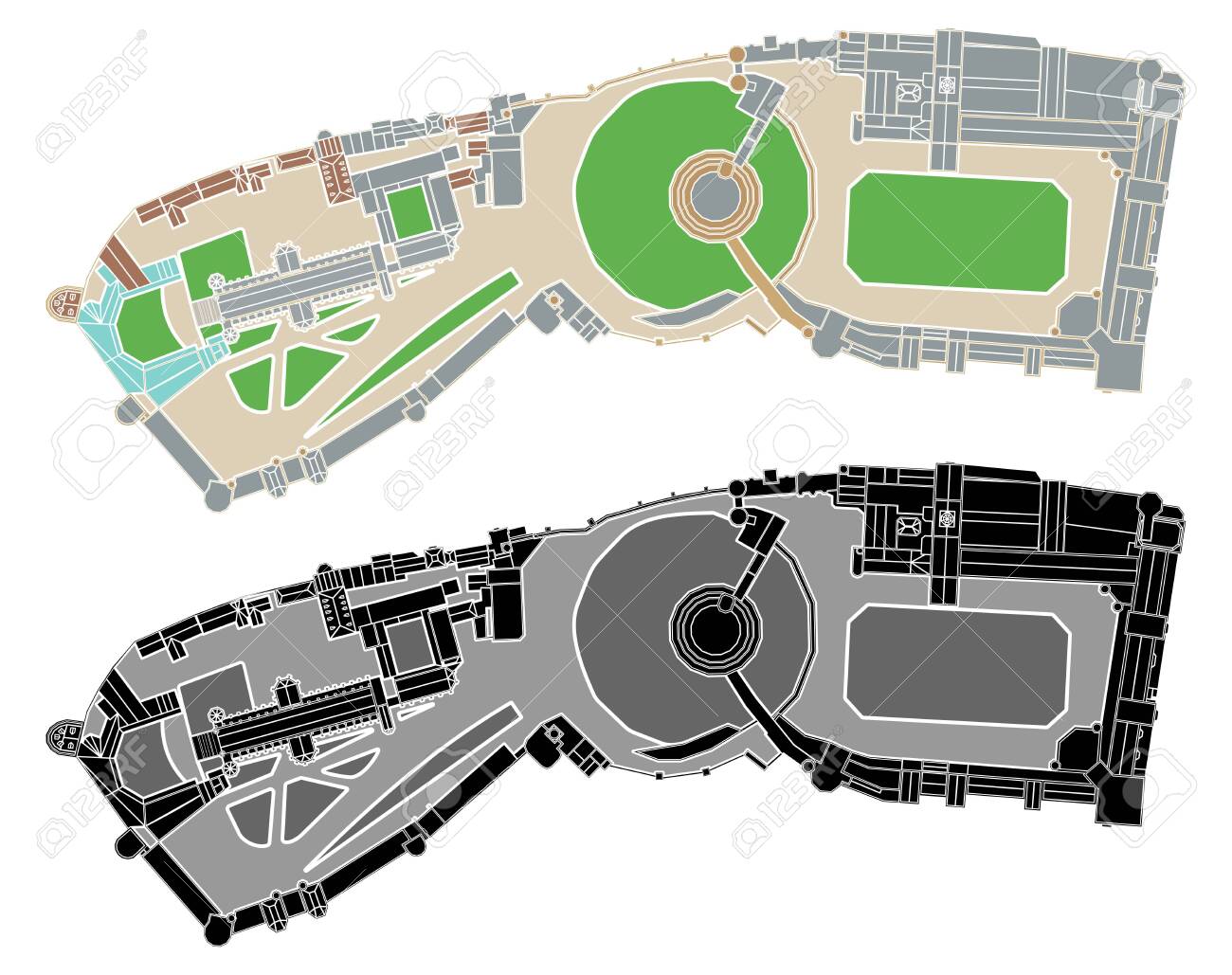 Windsor Castle Complex Colored Without Outline Royalty Free