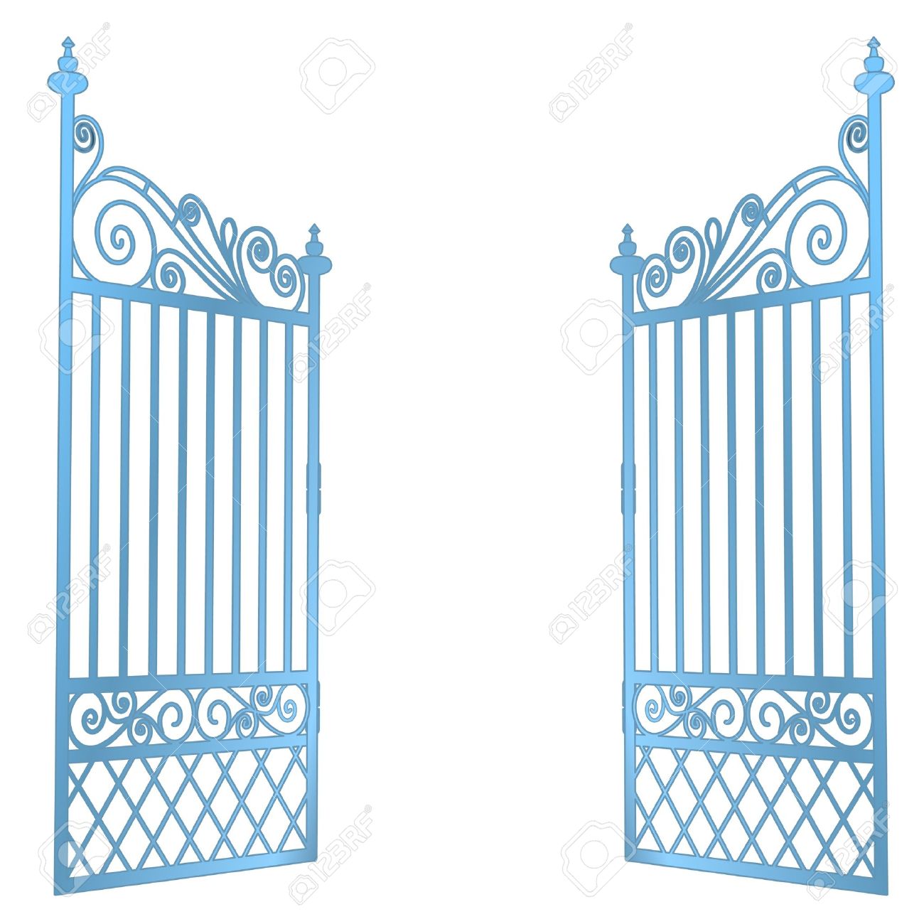 isolated steel decorated baroque open gate vector illustration