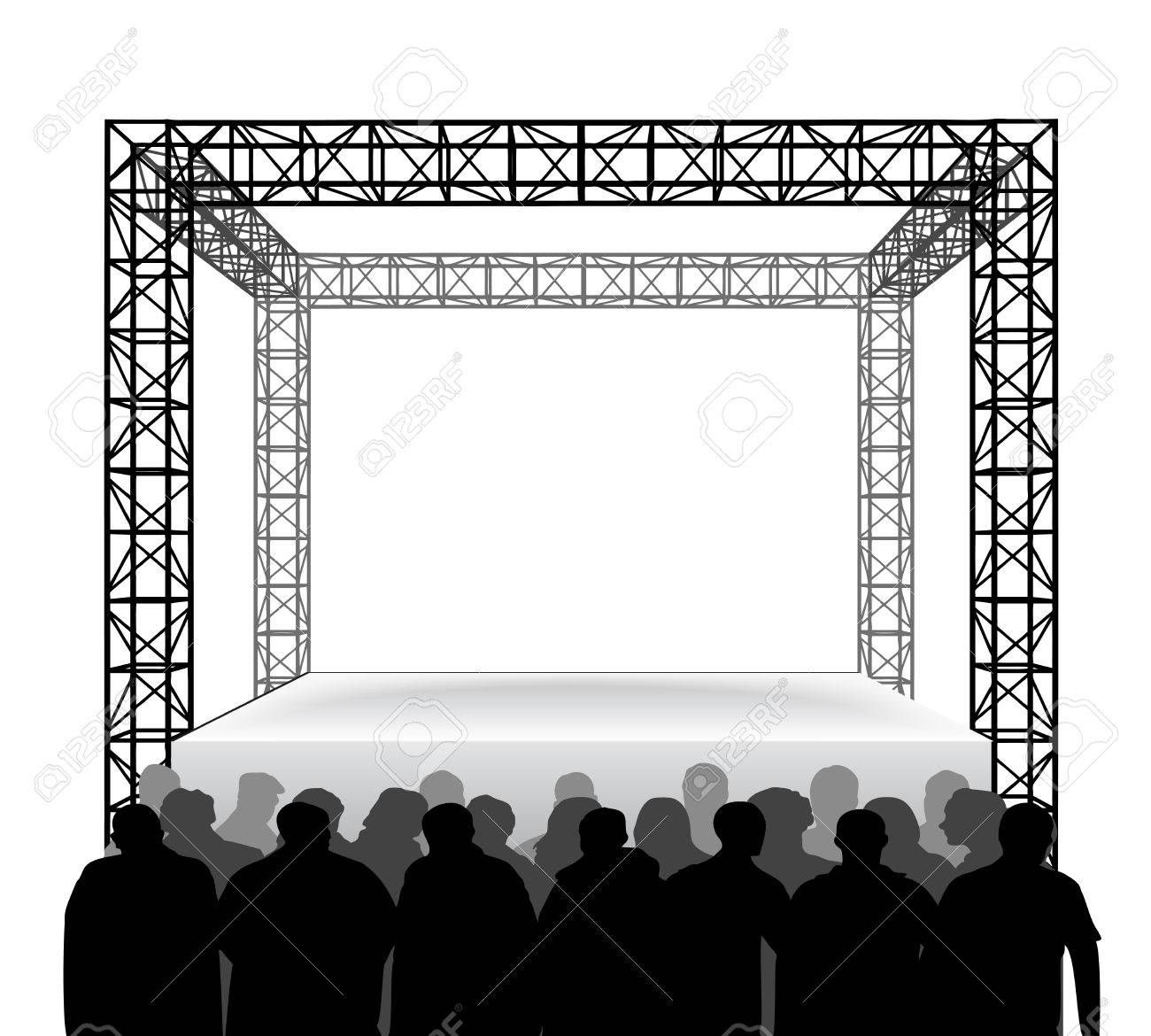 白いベクトル図に分離された観客と空祭ステージ のイラスト素材 ベクタ Image