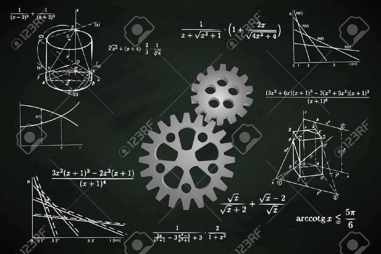 工業数学計算ベクトル イラストとともに黒板 の歯車のイラスト素材 ベクタ Image