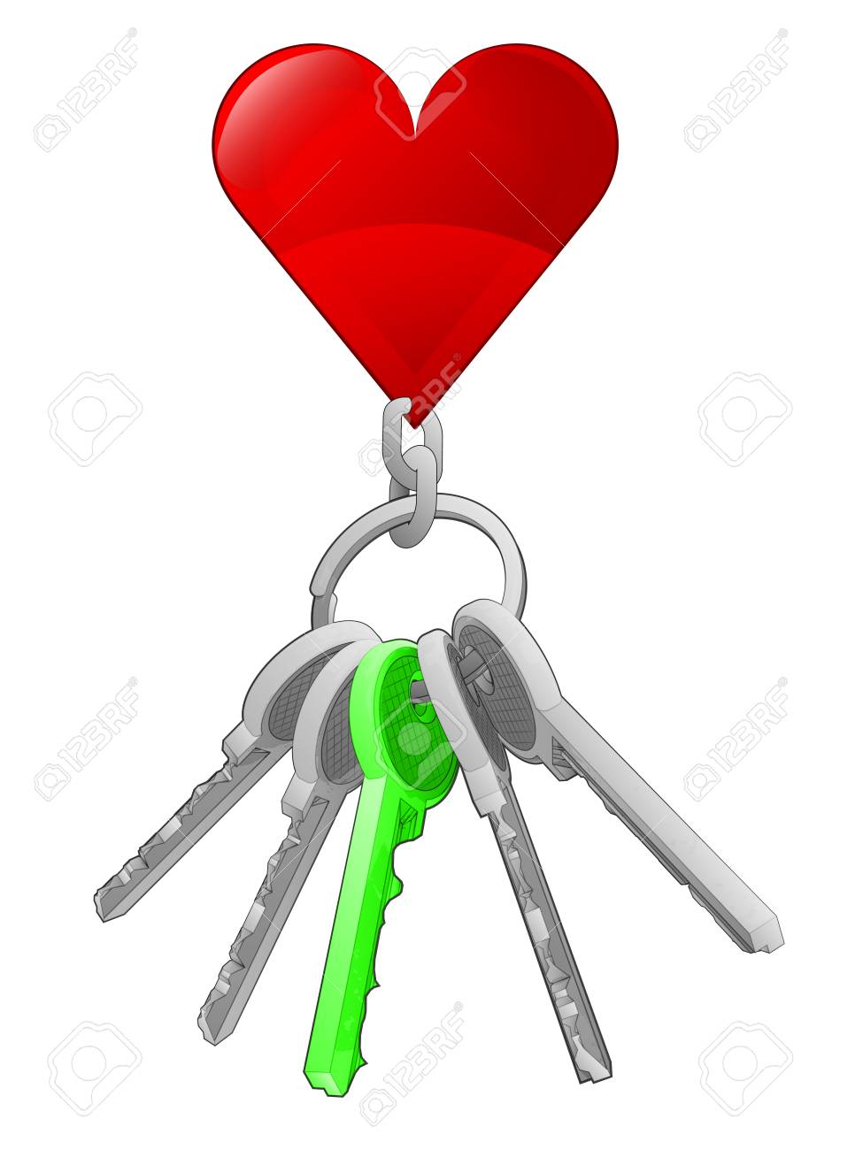緑 1 つ分離ベクトル イラストのキーホルダーにハートのアイコンのイラスト素材 ベクタ Image 緑 1 つ分離ベクトル イラストのキーホルダーにハートのアイコンのイラスト素材 ベクタ Image