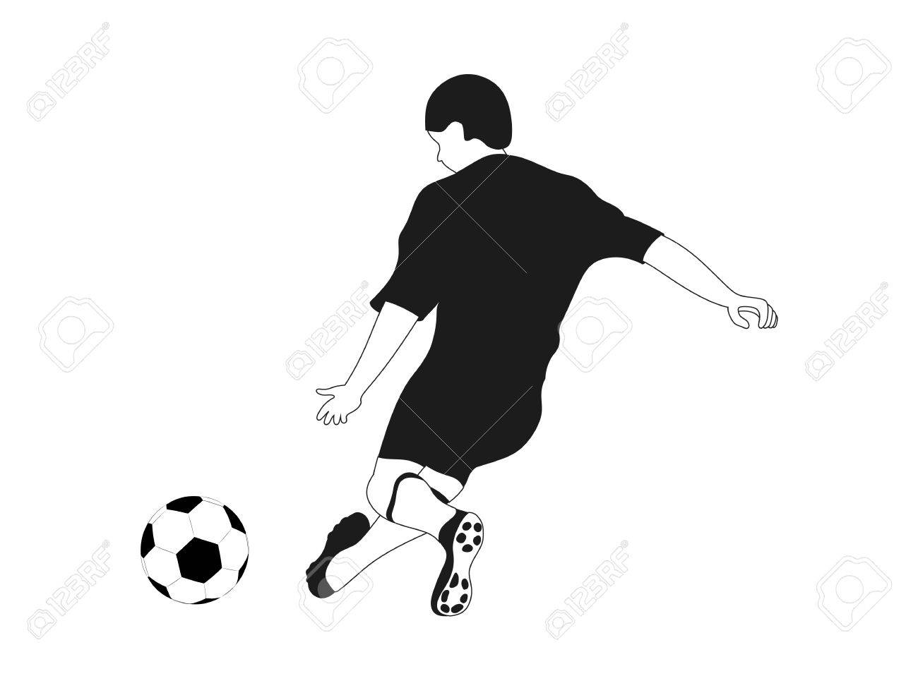 Isolated Black White Football Player Shooting Vector Illustration Royalty Free Cliparts Vectors And Stock Illustration Image