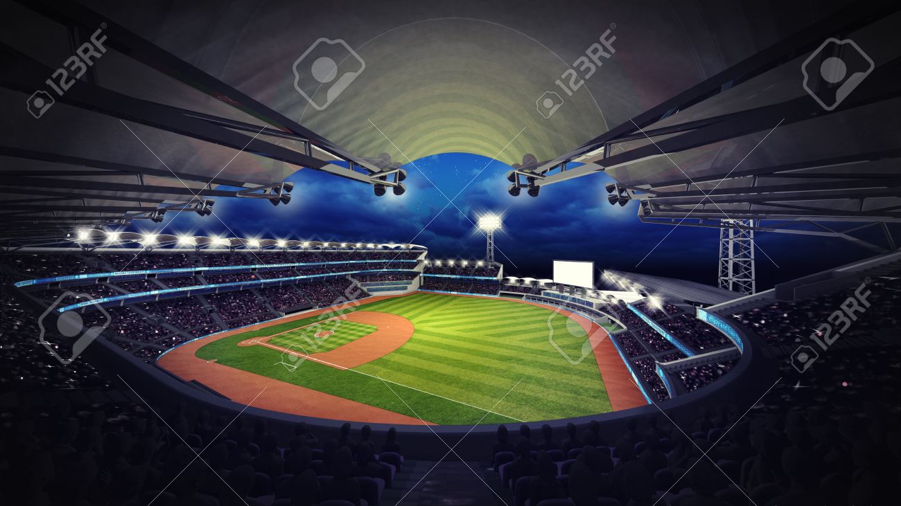 観客 スポーツ テーマ 3 D イラストで屋根を表示下球場 の写真素材 画像素材 Image