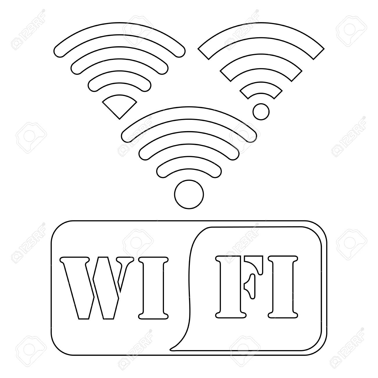 Wi Fi アイコンの描画を概説します 細い線のスタイル デザイン のイラスト素材 ベクタ Image