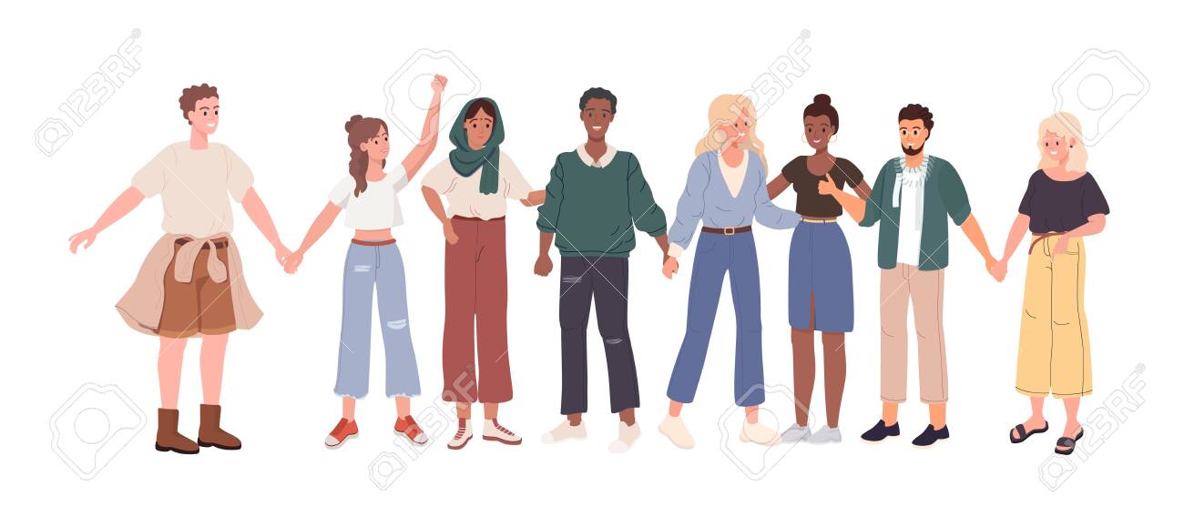 Group of young people of different nationalities. Collection of joyful African, Chinese, Muslim people on white background - 153554613 Group of young people of different nationalities. Collection of joyful African, Chinese, Muslim people on white background - 153554613
