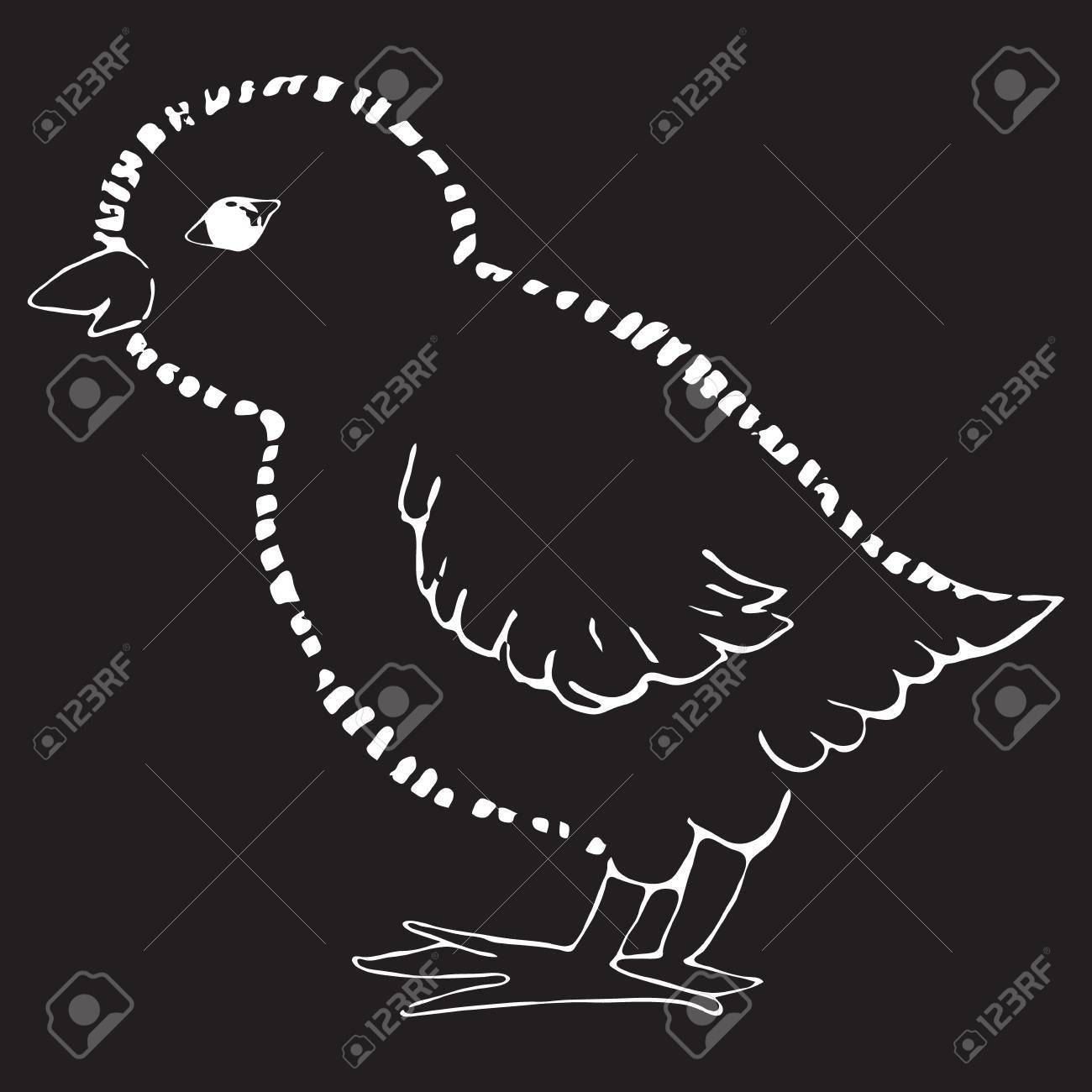 黒の背景に鶏の絵 ベクトル イラスト 手描き のイラスト素材 ベクタ Image